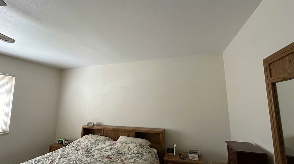 Bedroom ceiling after popcorn removal